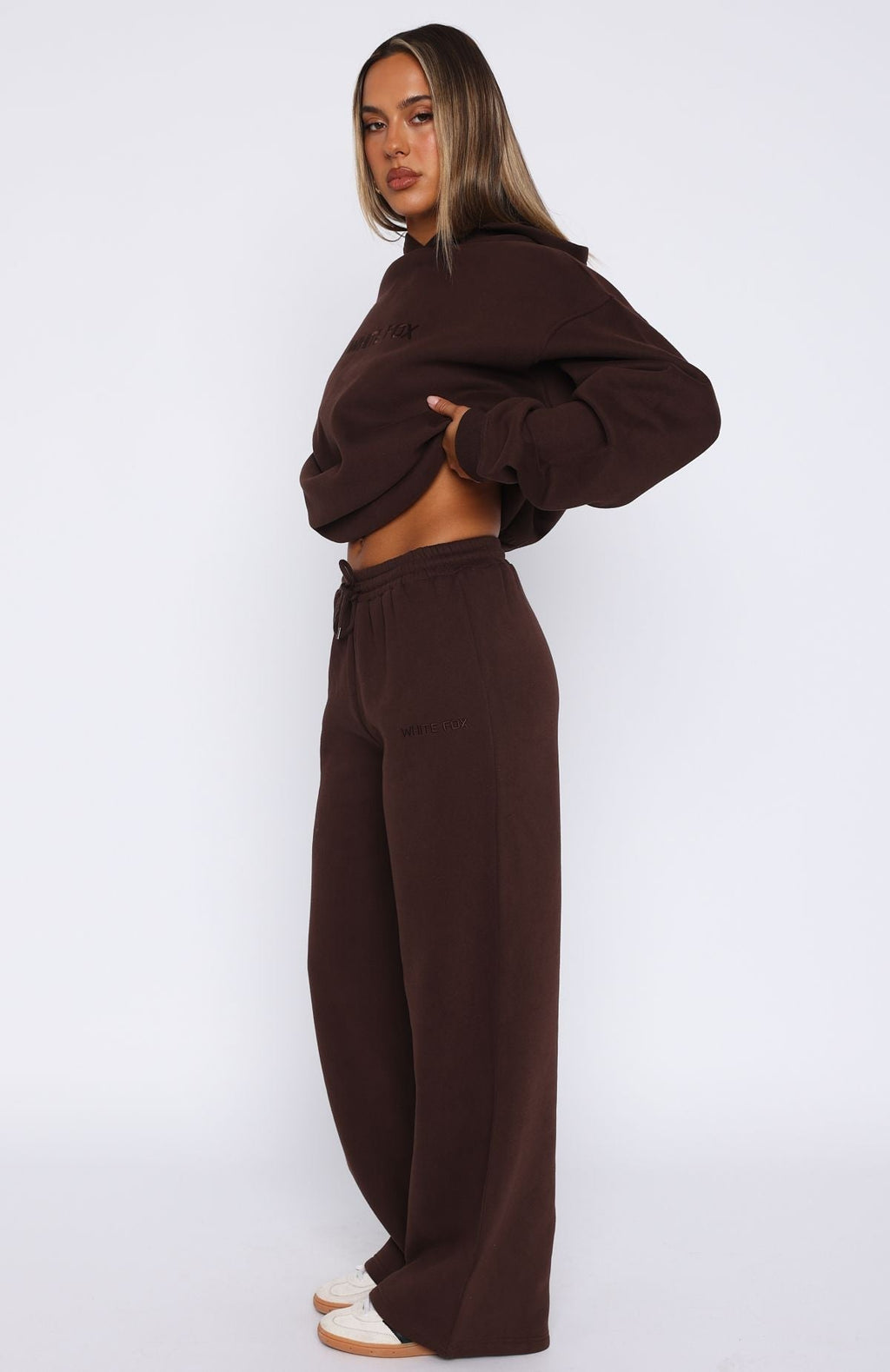 White Fox Stay Lifted Wide Leg Sweatpants Bitter Chocolate