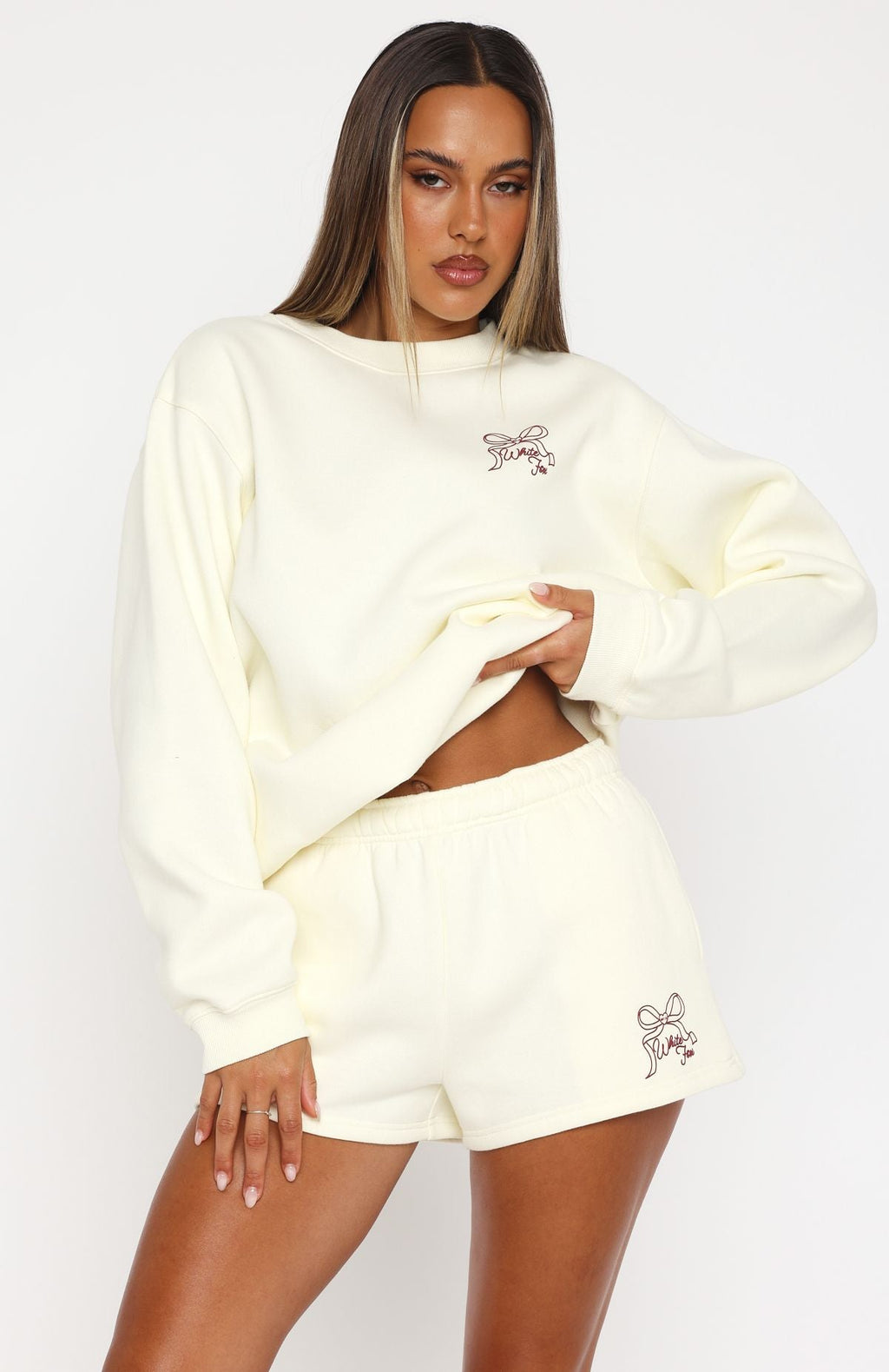 White Fox Love You Forever Lounge Shorts Cream