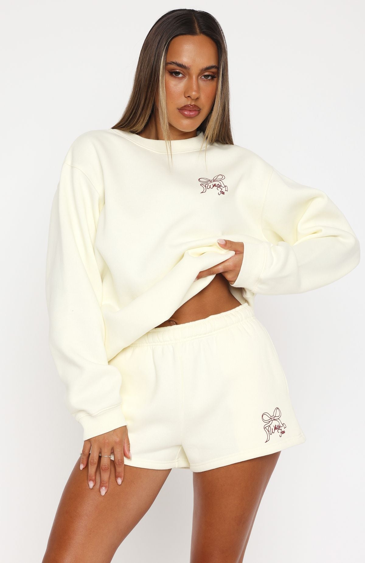 White Fox Love You Forever Lounge Shorts Cream