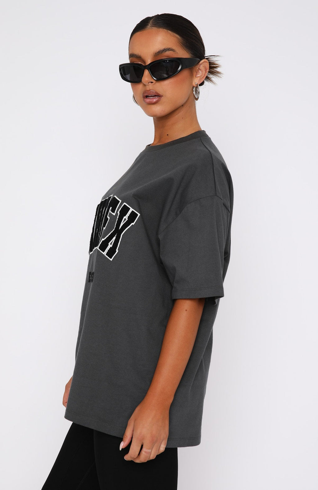 White Fox Give It Away Oversized Tee Charcoal