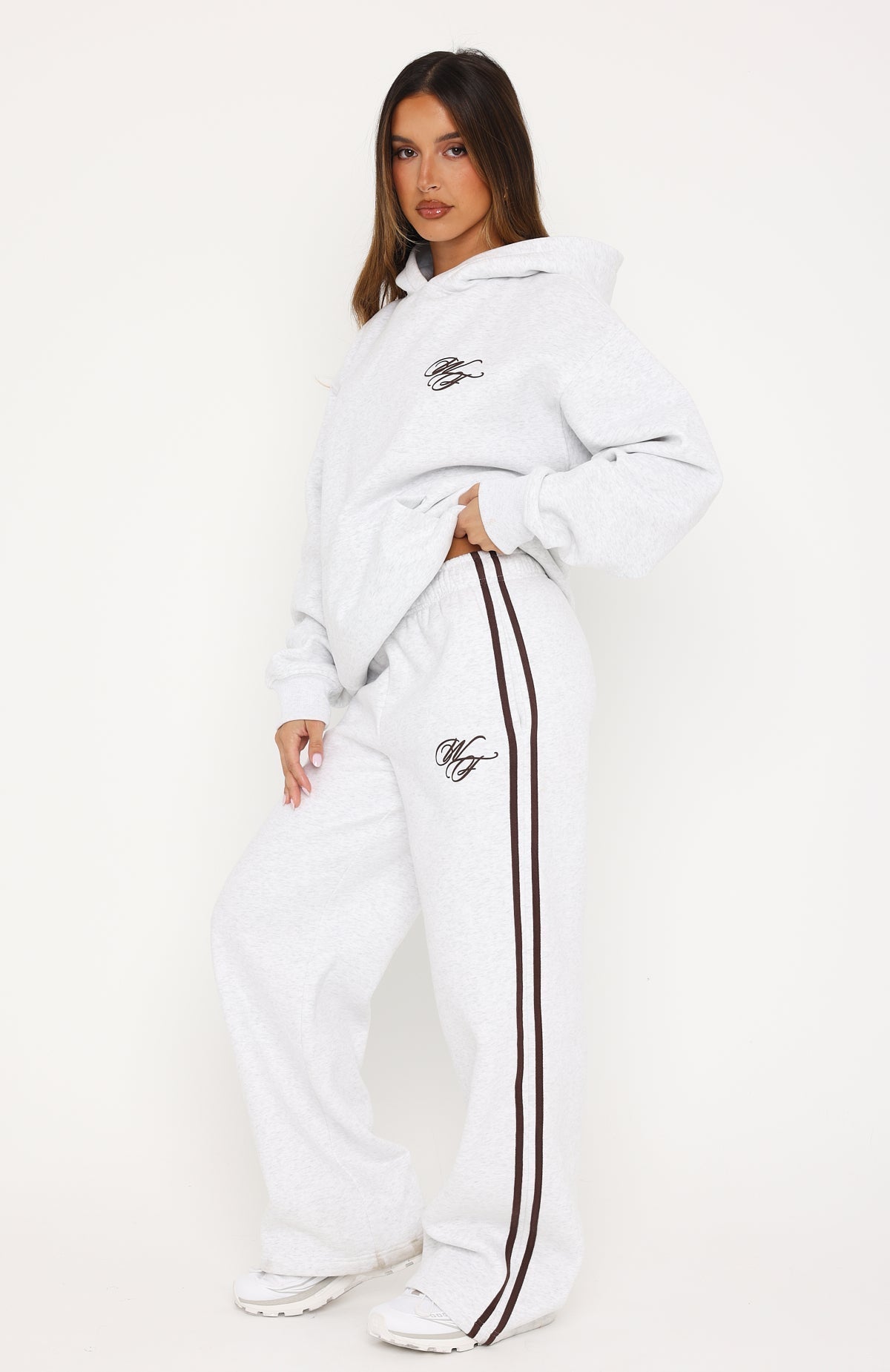 White Fox Studio 17 Raven Wide Leg Sweatpants Grey Marle