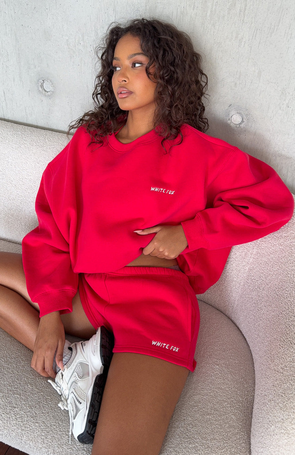 White Fox Test Drive Oversized Sweater Red