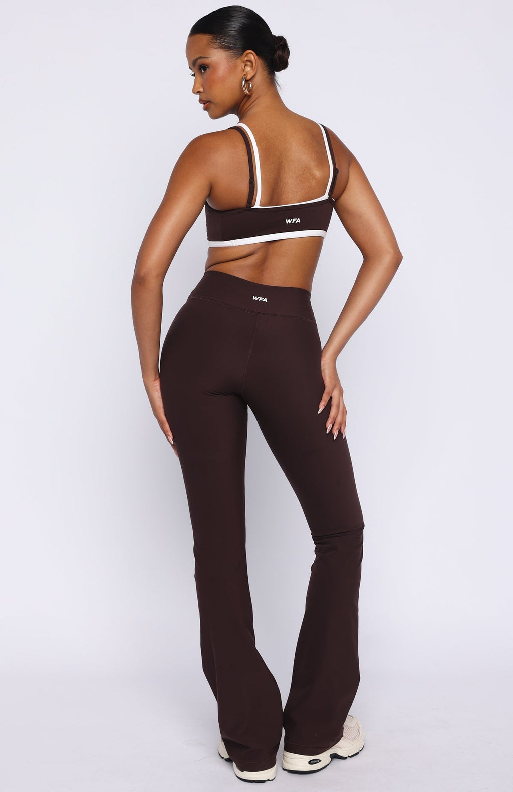 White Fox Movement Flare Leggings Dark Chocolate