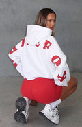 White Fox Serving Up Cropped Hoodie Grey Marle