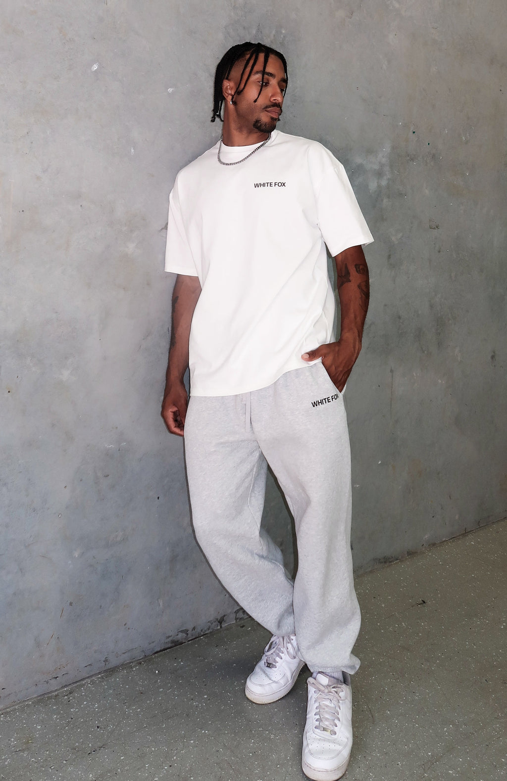 White Fox Core Classic Sweatpants Dark Grey Marle