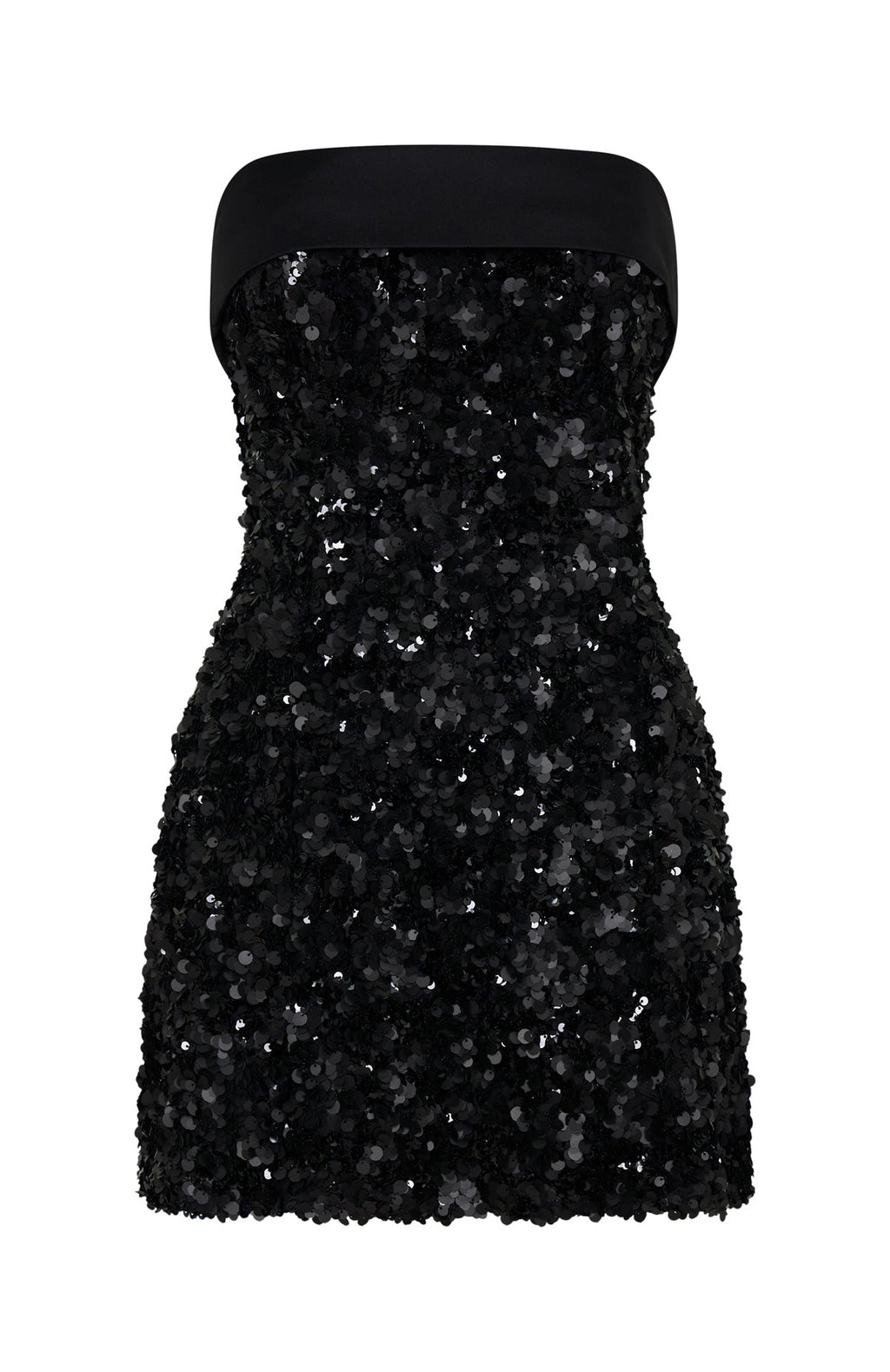 White Fox All In Strapless Sequin Mini Dress Black