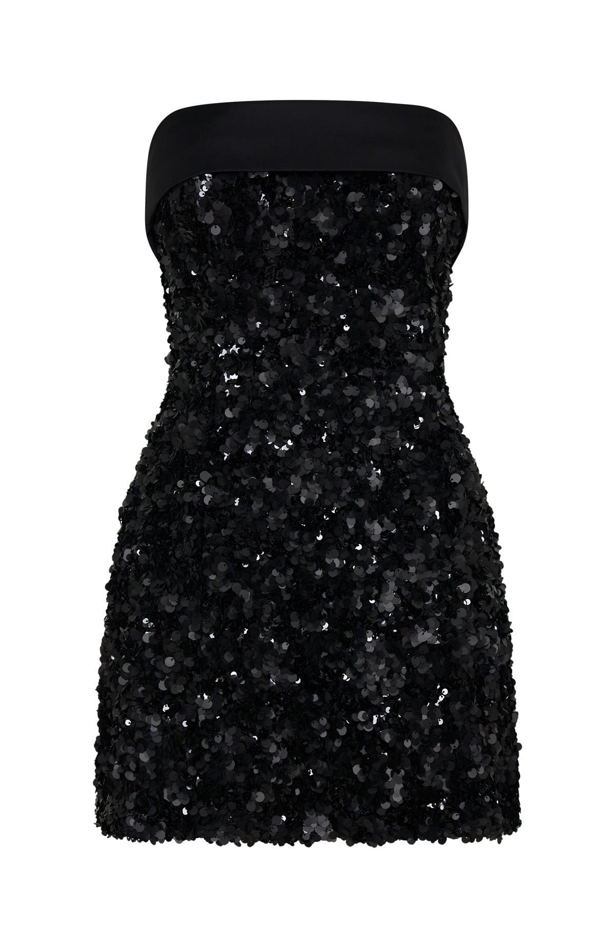 White Fox All In Strapless Sequin Mini Dress Black