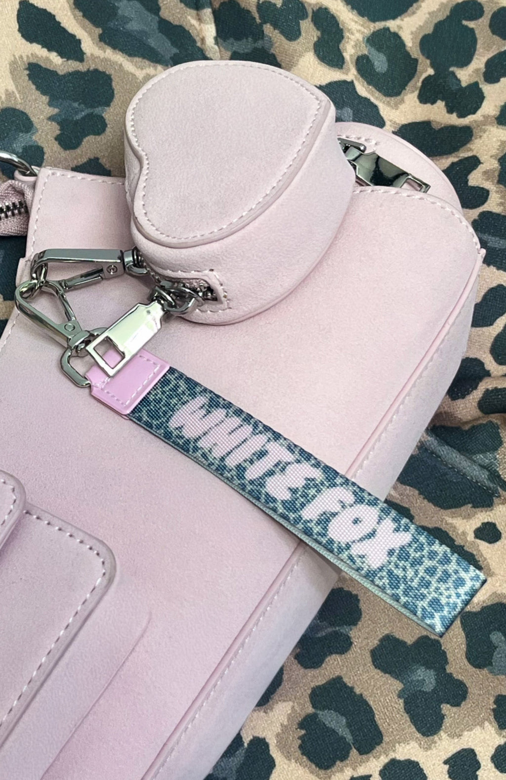 White Fox Standing Out Strap Keychain Leopard