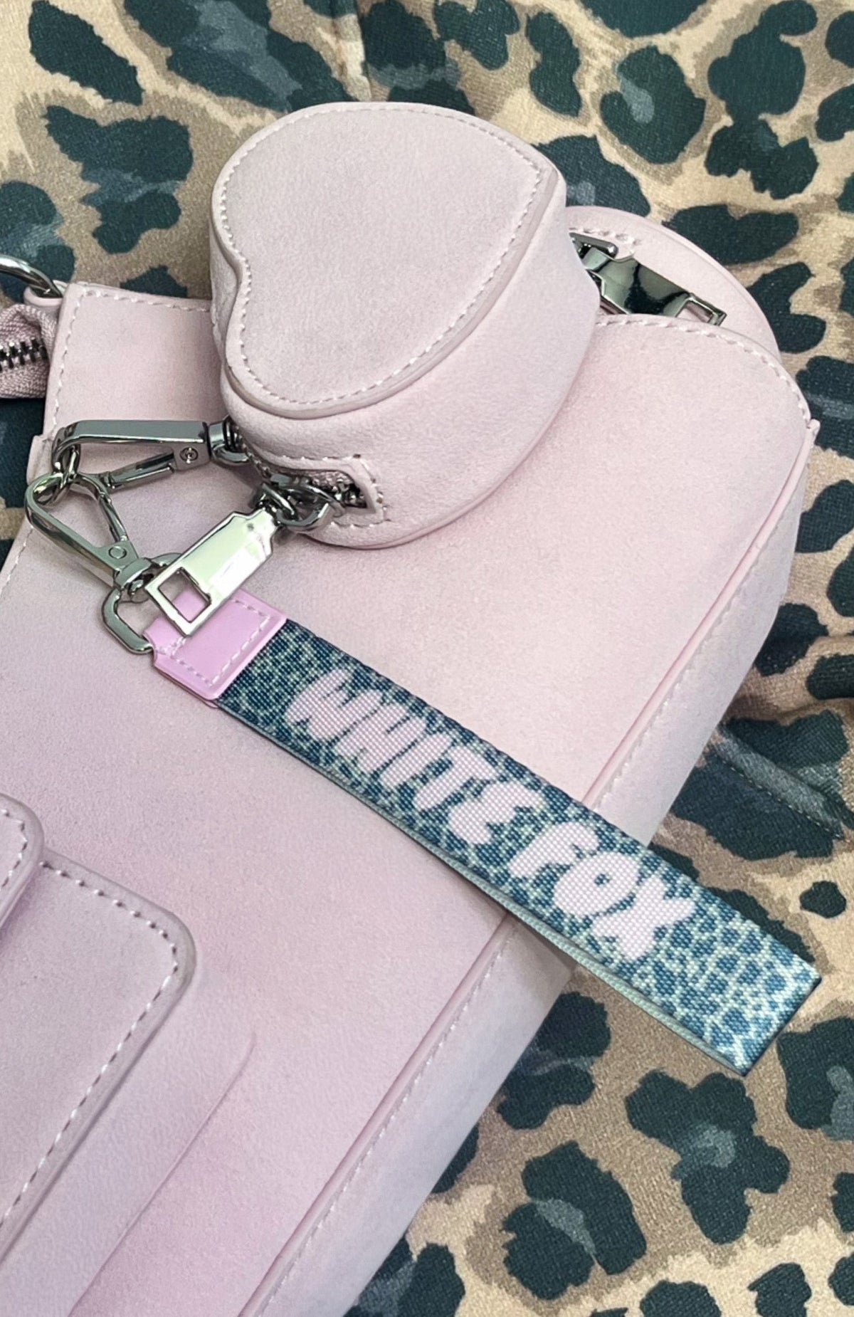 White Fox Standing Out Strap Keychain Leopard