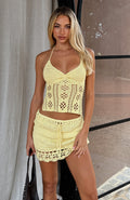 White Fox Don't Ask Me That Crochet Mini Skirt Lemon