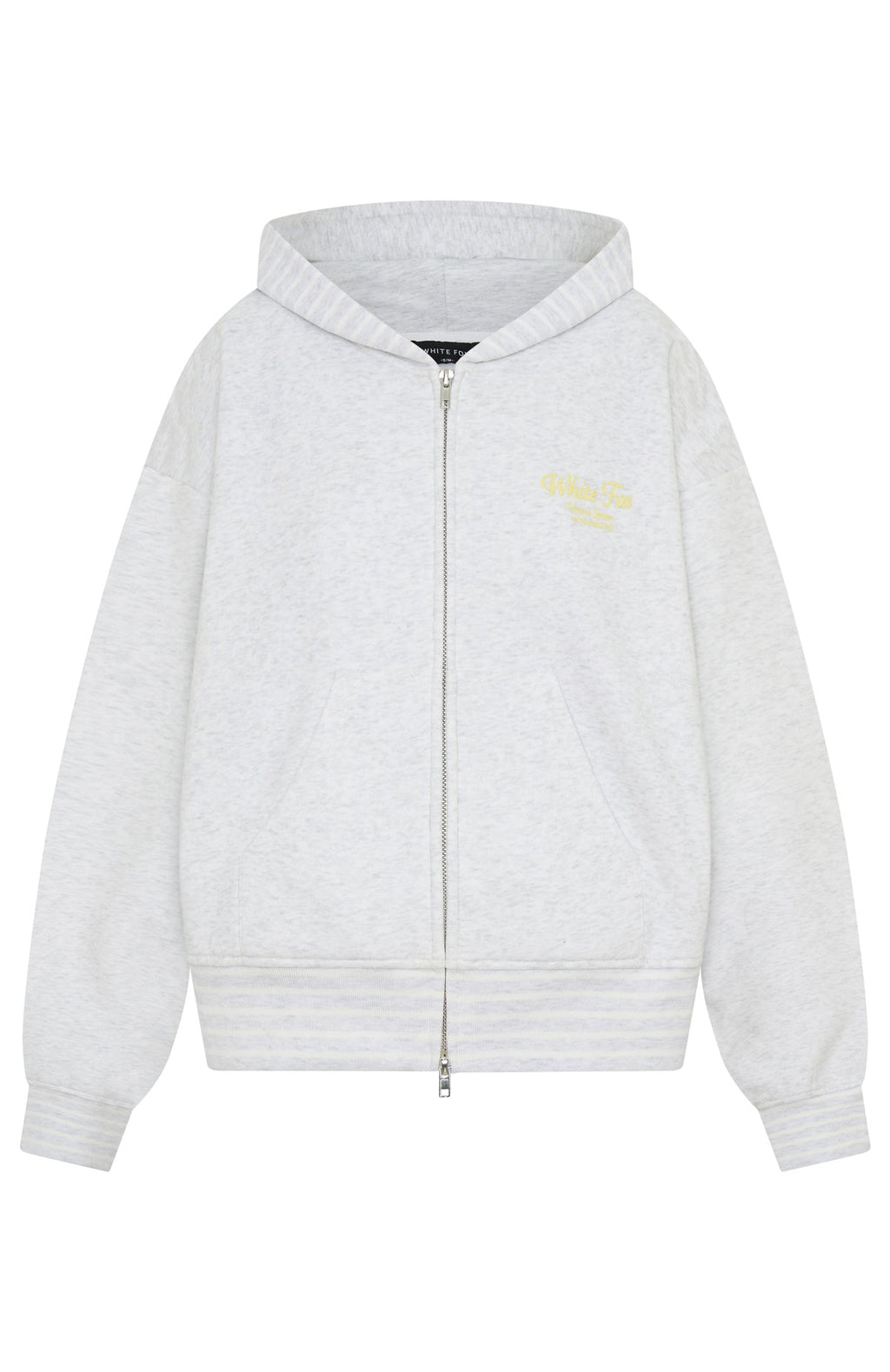 White Fox Verano Sixteen Fiorella Boxy Zip Front Hoodie Grey Marle