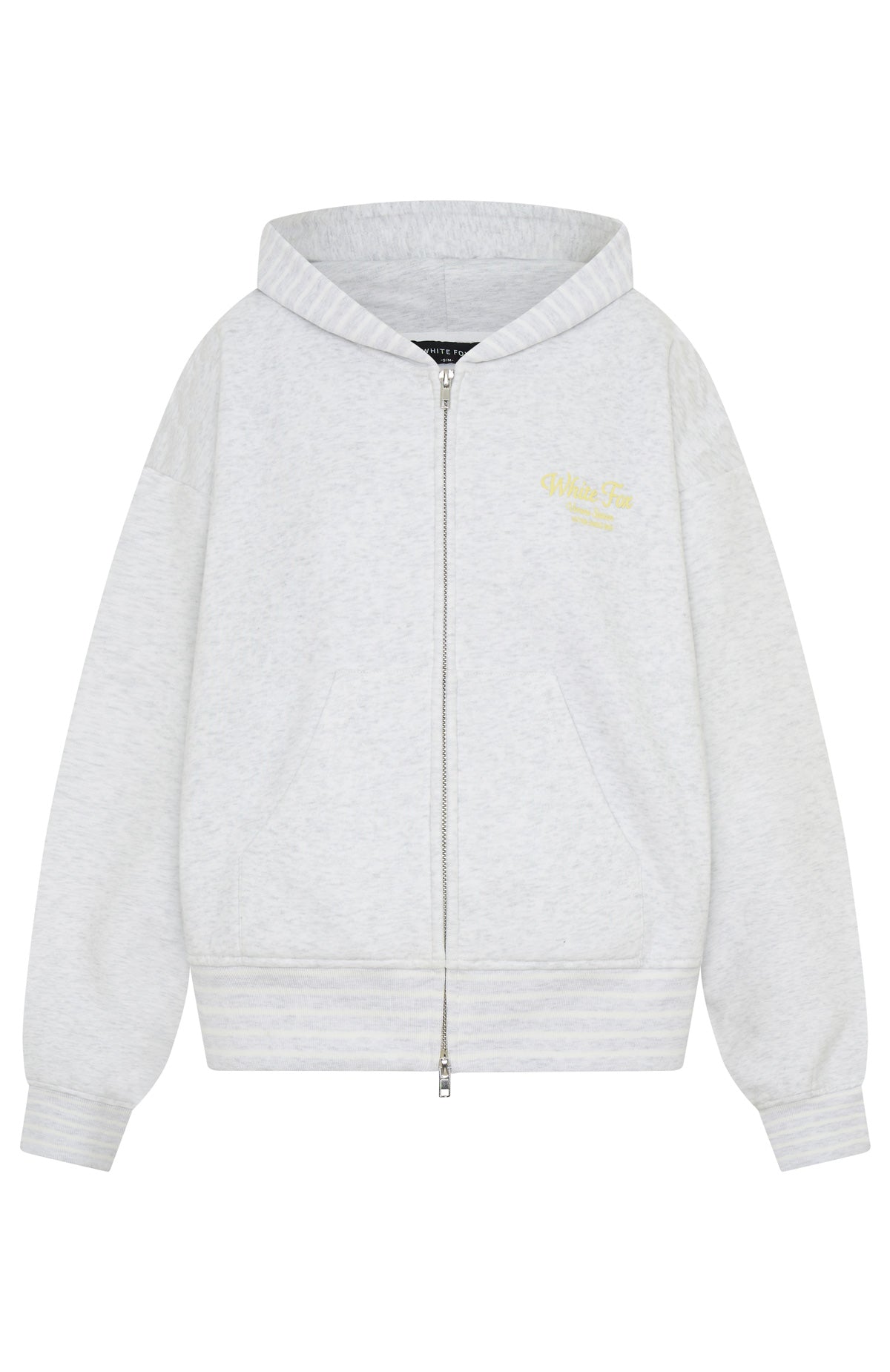 White Fox Verano Sixteen Fiorella Boxy Zip Front Hoodie Grey Marle