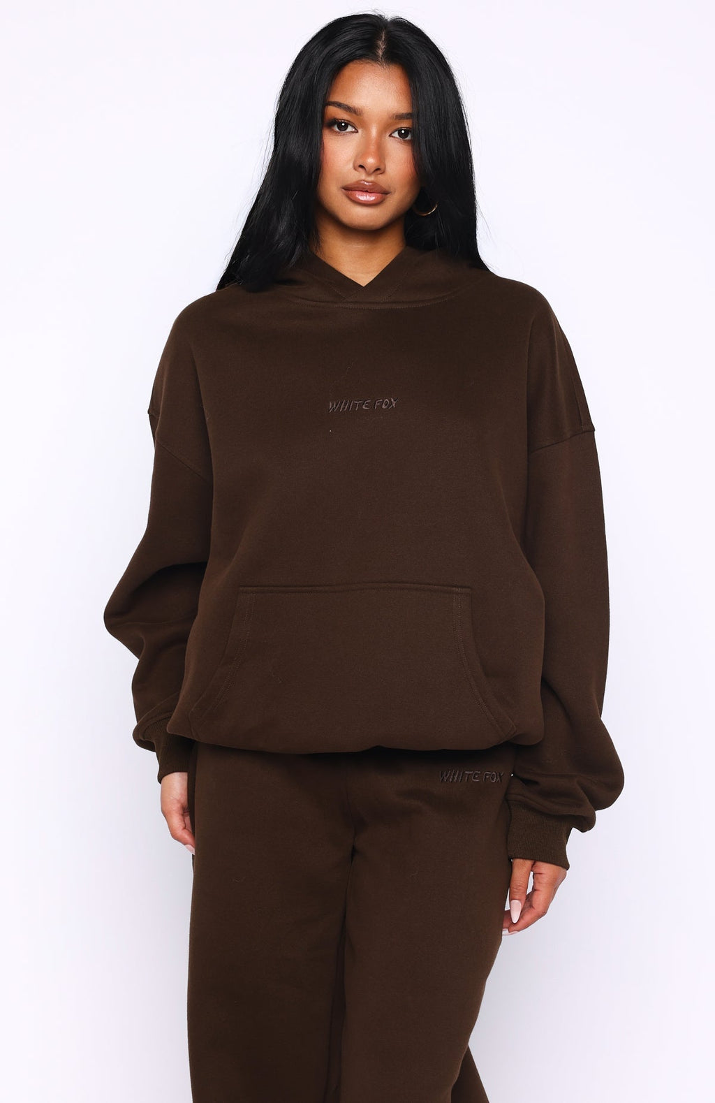 White Fox Come A Long Way Oversized Hoodie Chocolate
