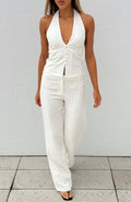 White Fox I Don't Compete Straight Leg Pants White