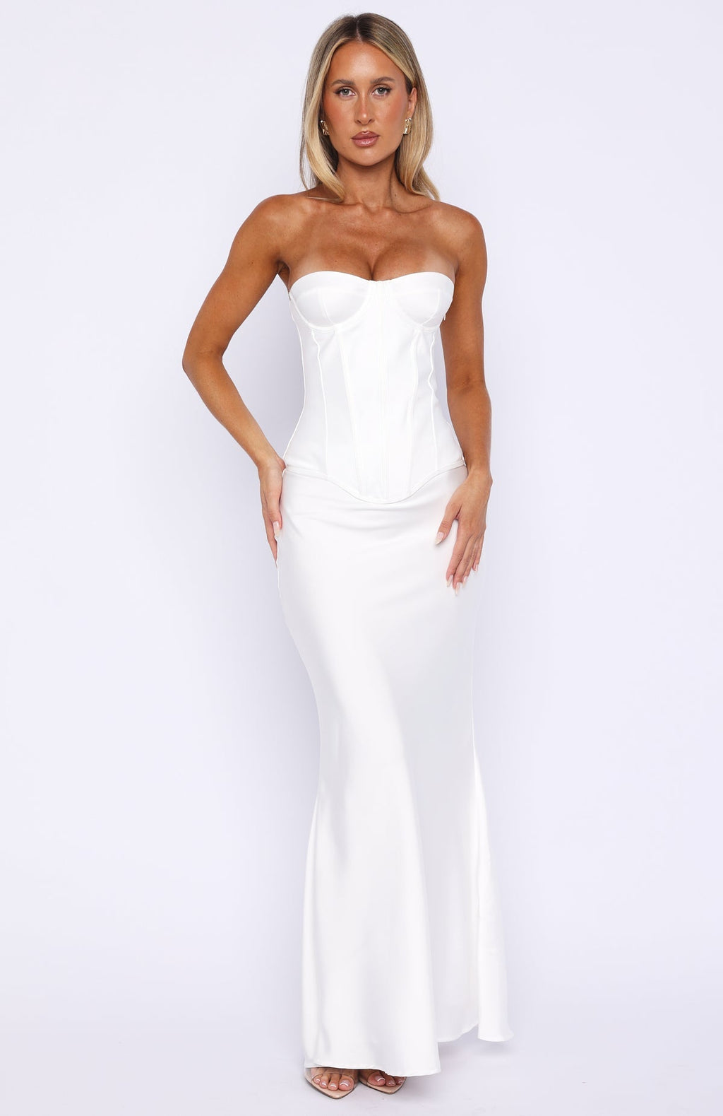 White Fox Golden Mile Strapless Bustier Off White