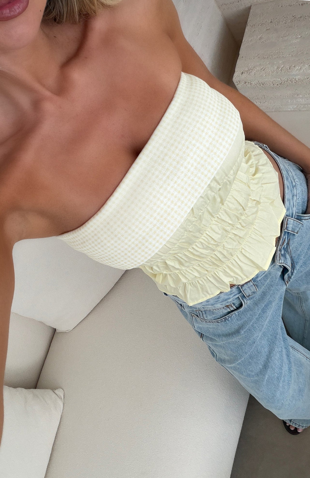 White Fox Changed Your Mind Strapless Top Lemon
