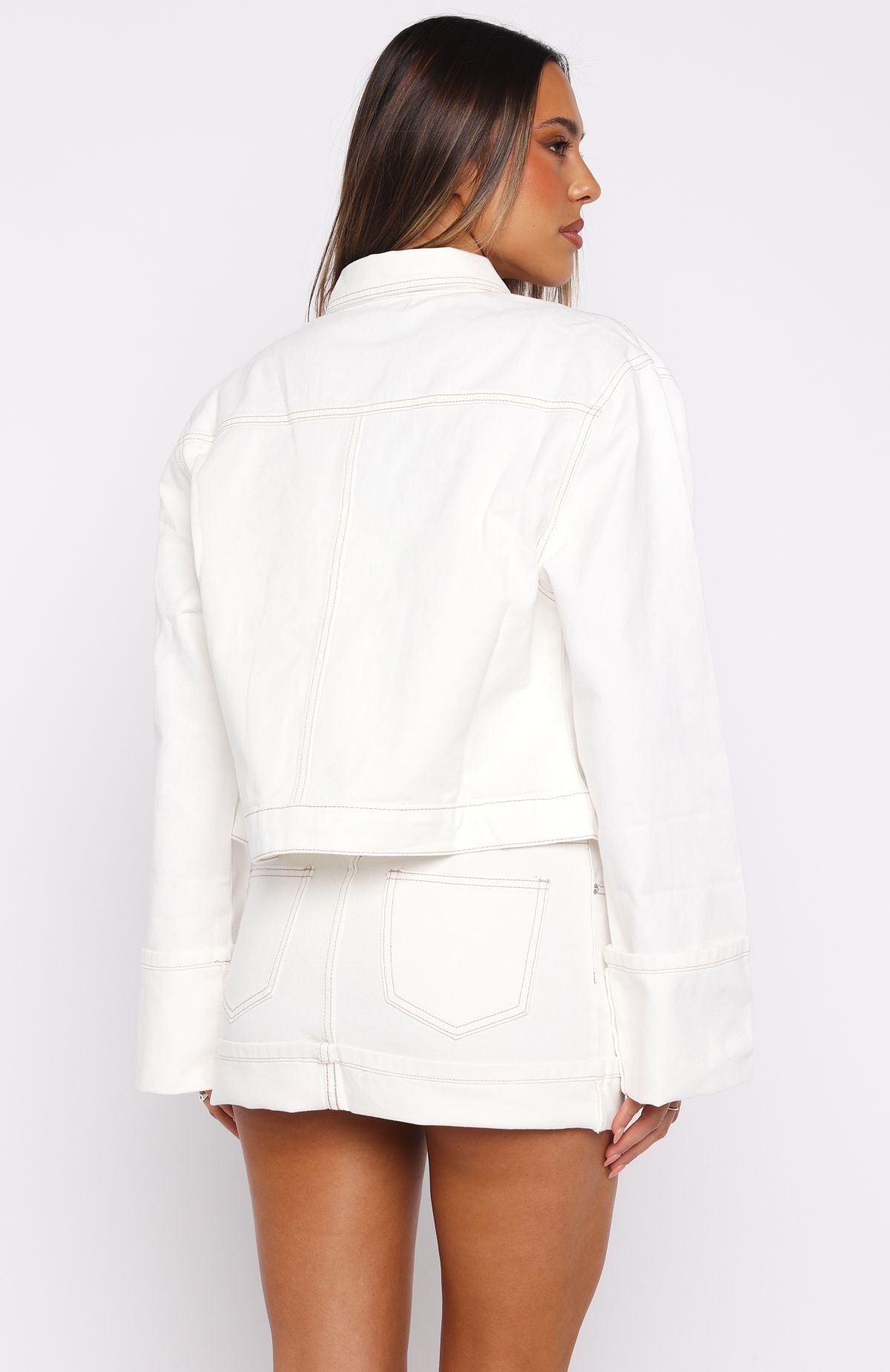 White Fox Charlotte Denim Jacket Off White