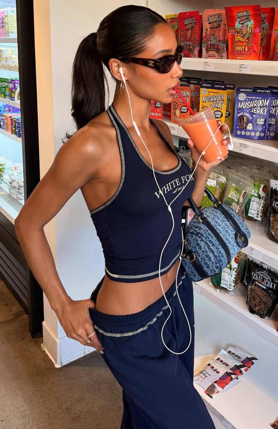 White Fox Chill In Style Halter Top Navy