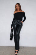 White Fox Good Luck Guaranteed PU Pants Black