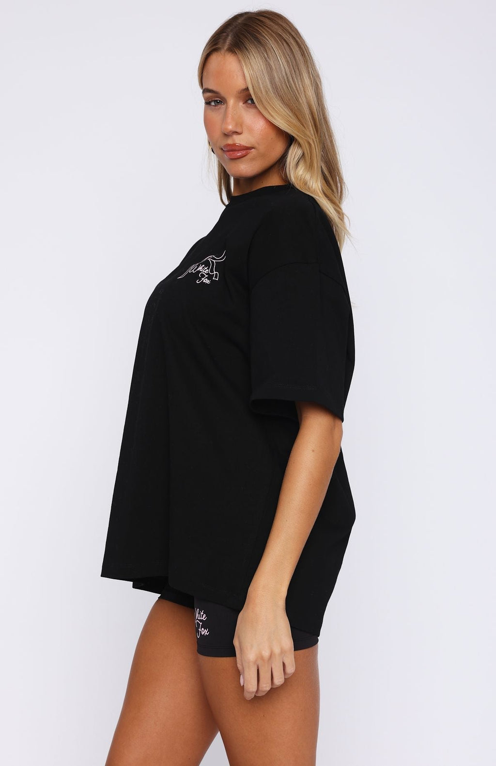 White Fox Love You Forever Oversized Tee Black