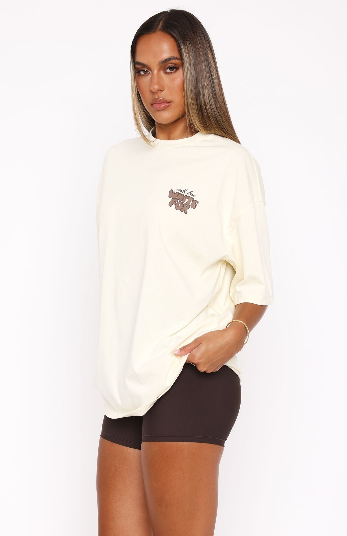 White Fox With Love Always Oversized Tee Cream
