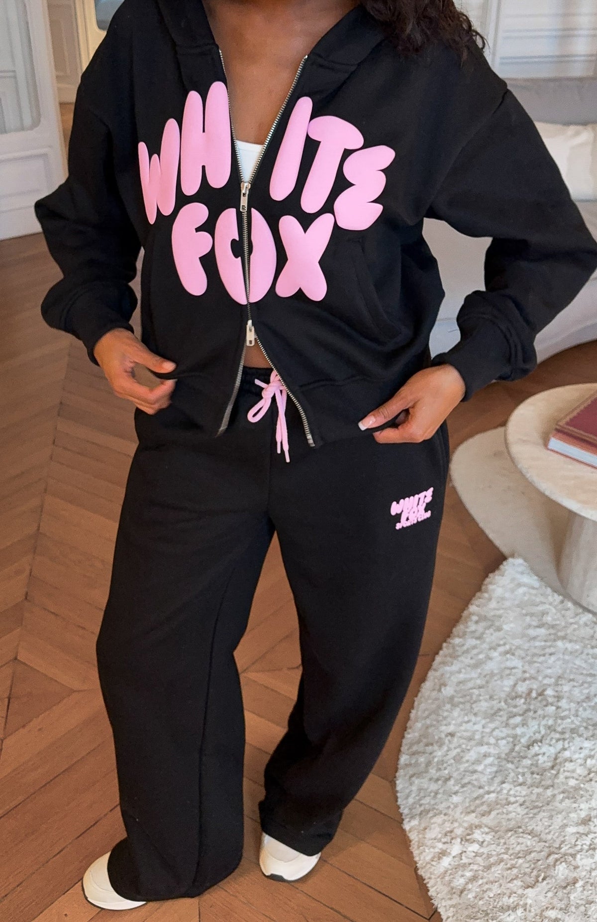 White Fox Club 14 Allie Wide Leg Sweatpants Black