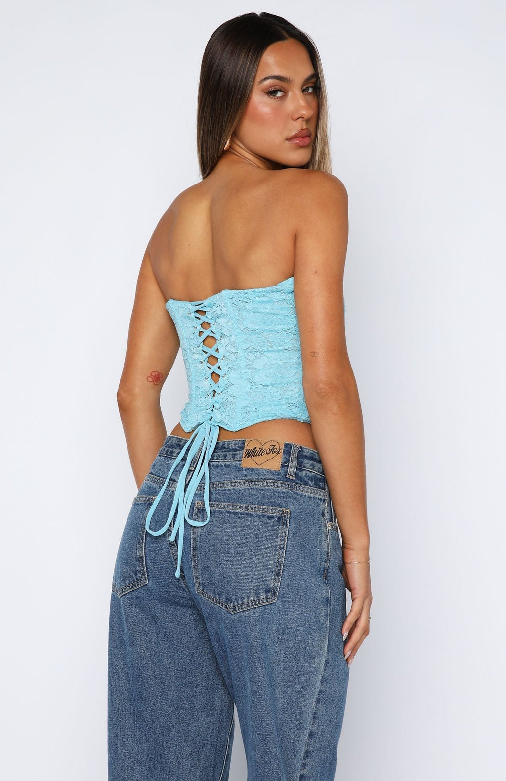 White Fox Play Your Part Strapless Bustier Cyan