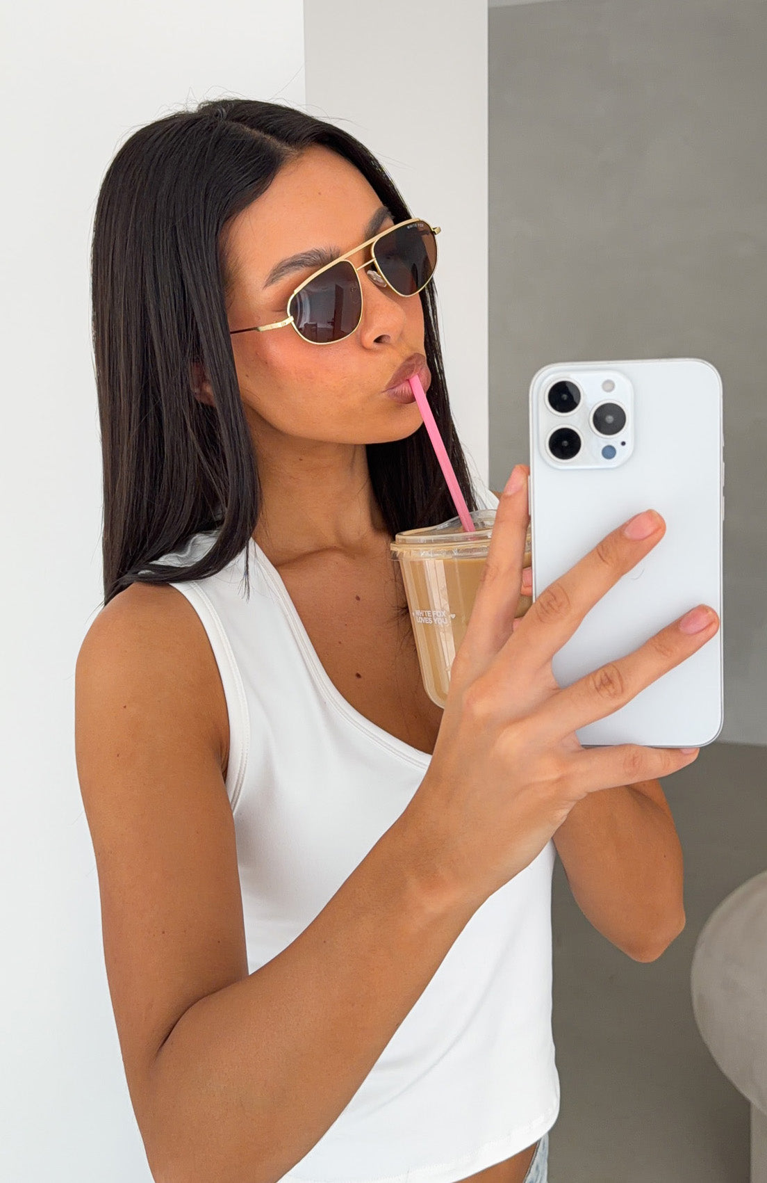 White Fox Elara Sunglasses Gold/Chocolate