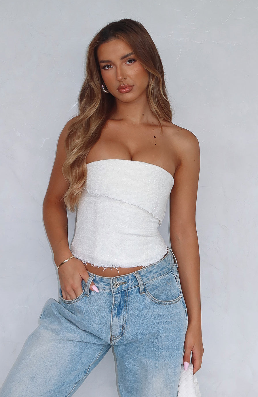 White Fox On The Outside Strapless Bustier Off White