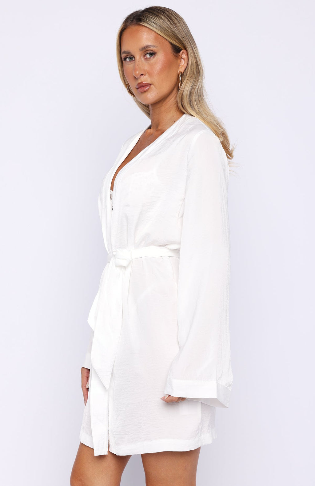 White Fox Bridal Party Robe White