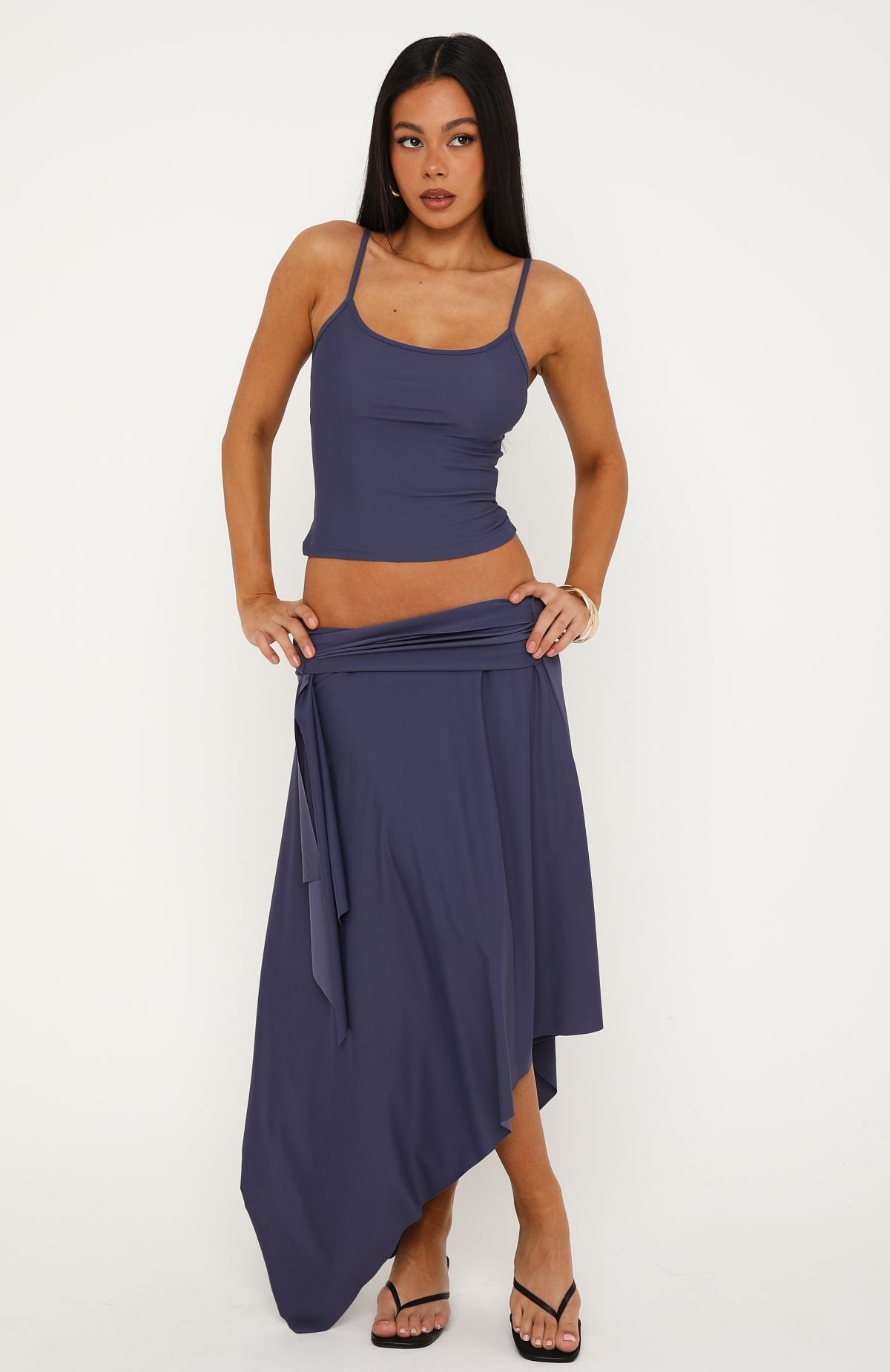 White Fox Free All Night Midi Skirt Steel