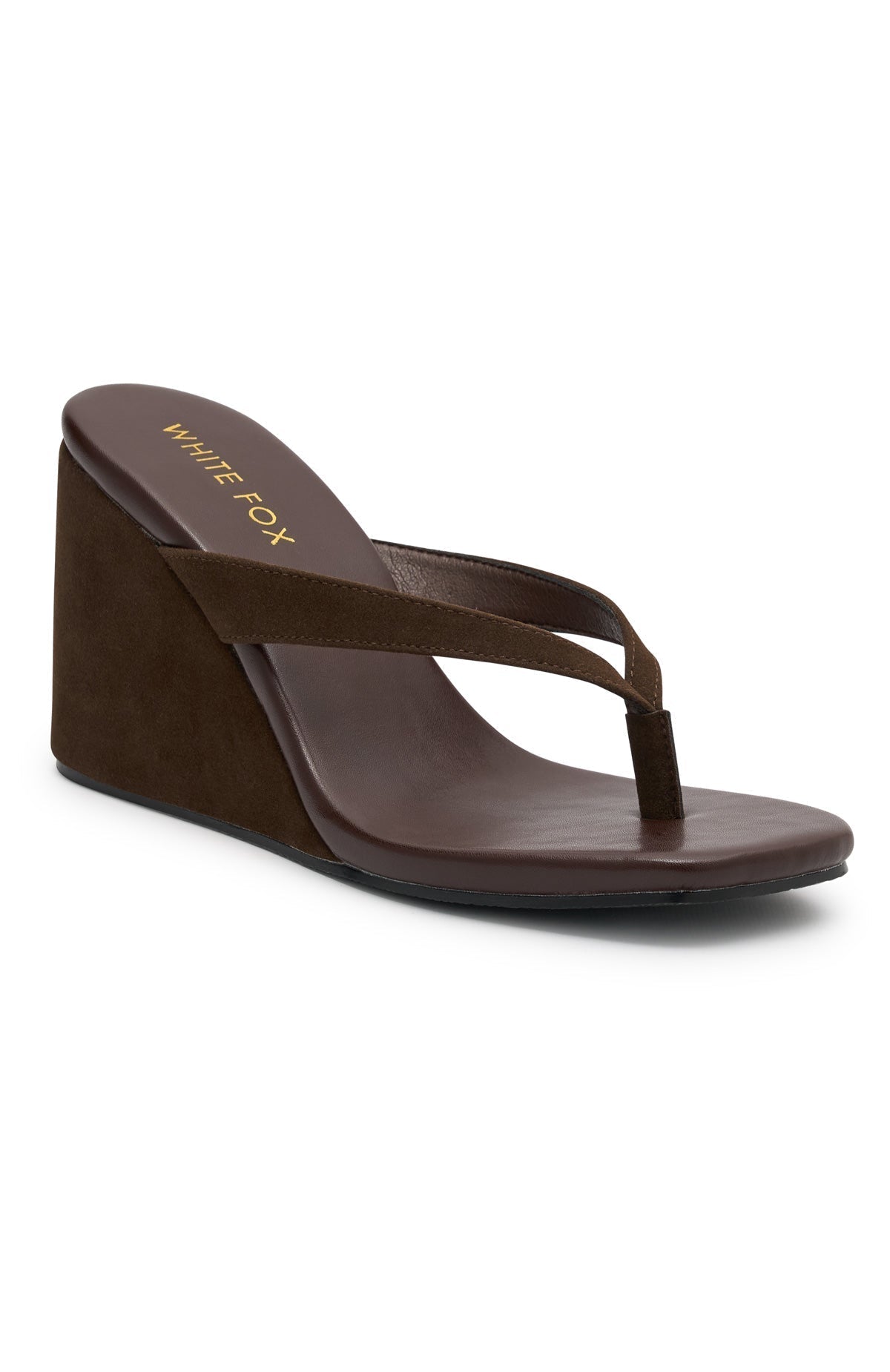 White Fox Grace Wedge Chocolate Faux Suede