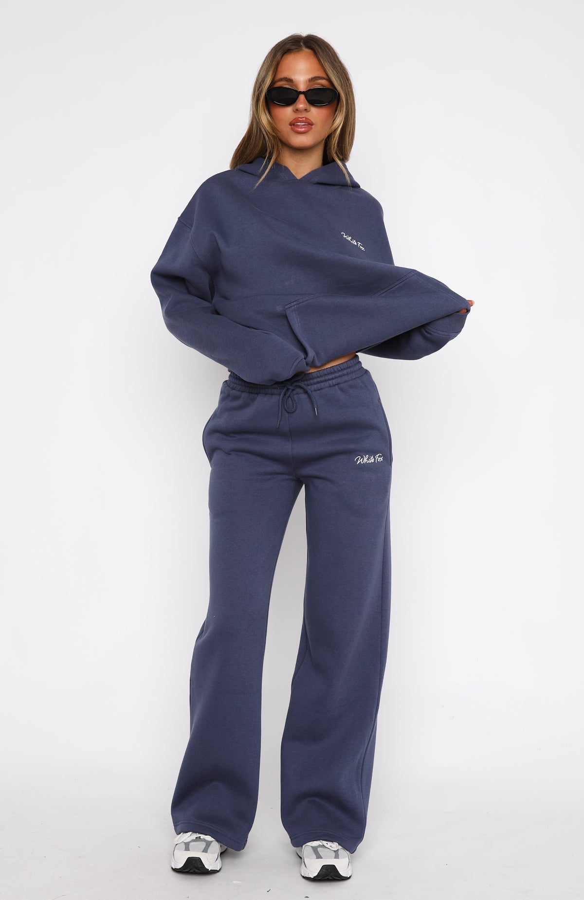 White Fox Match Your Words Wide Leg Sweatpants Navy