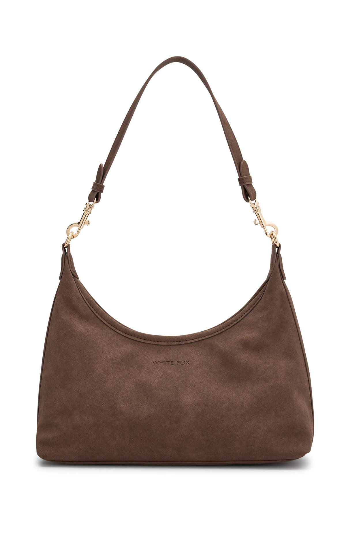 White Fox Jane Shoulder Bag Chocolate Faux Suede