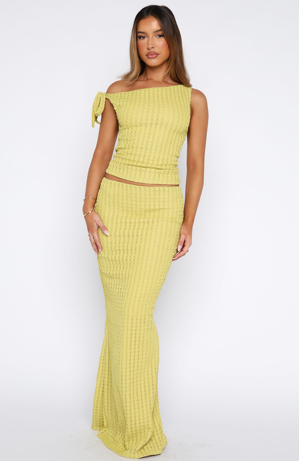 White Fox Top To Bottom Maxi Skirt Limeade