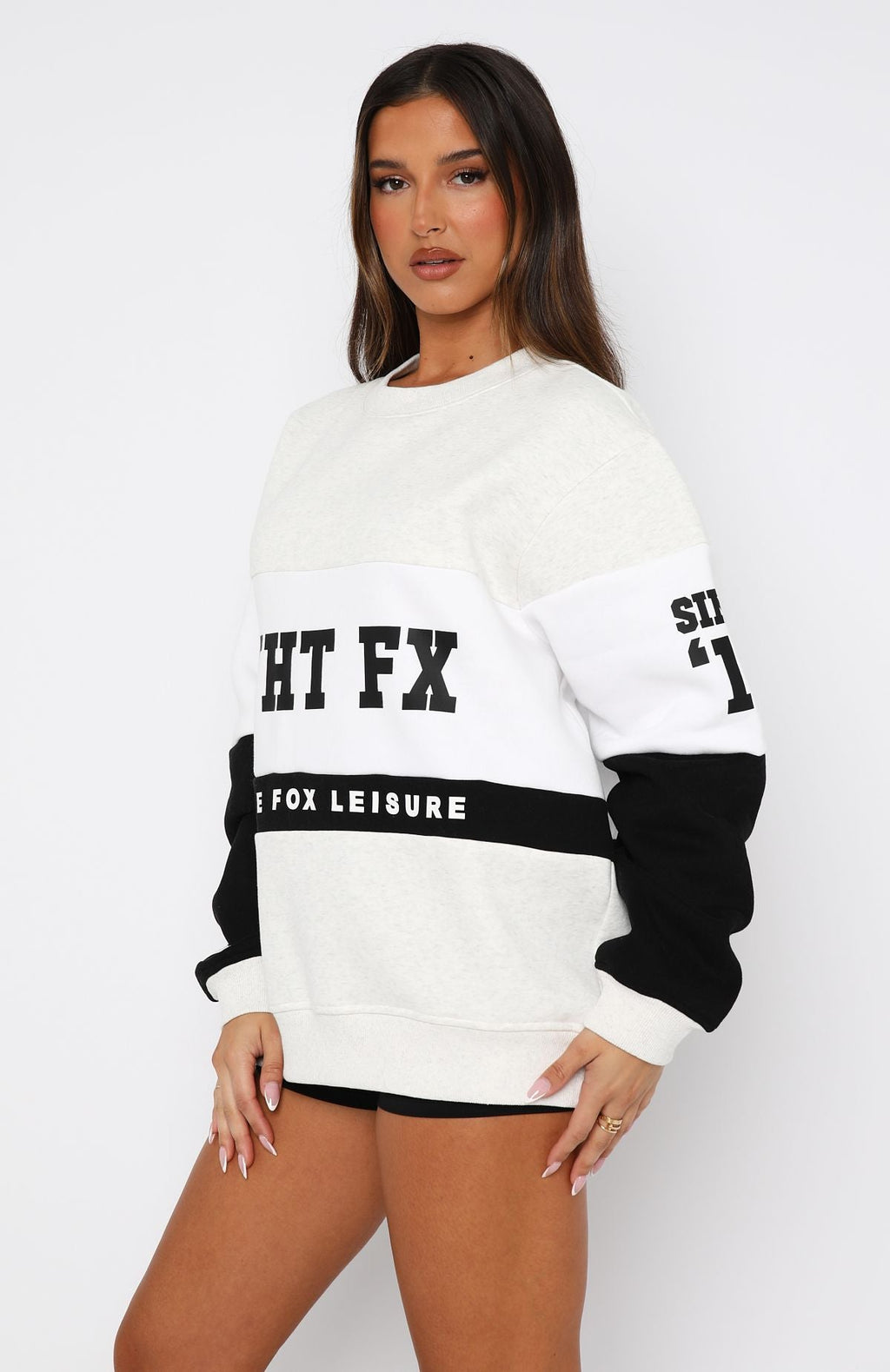 White Fox Latest And Greatest Oversized Sweater Grey Marle/Black