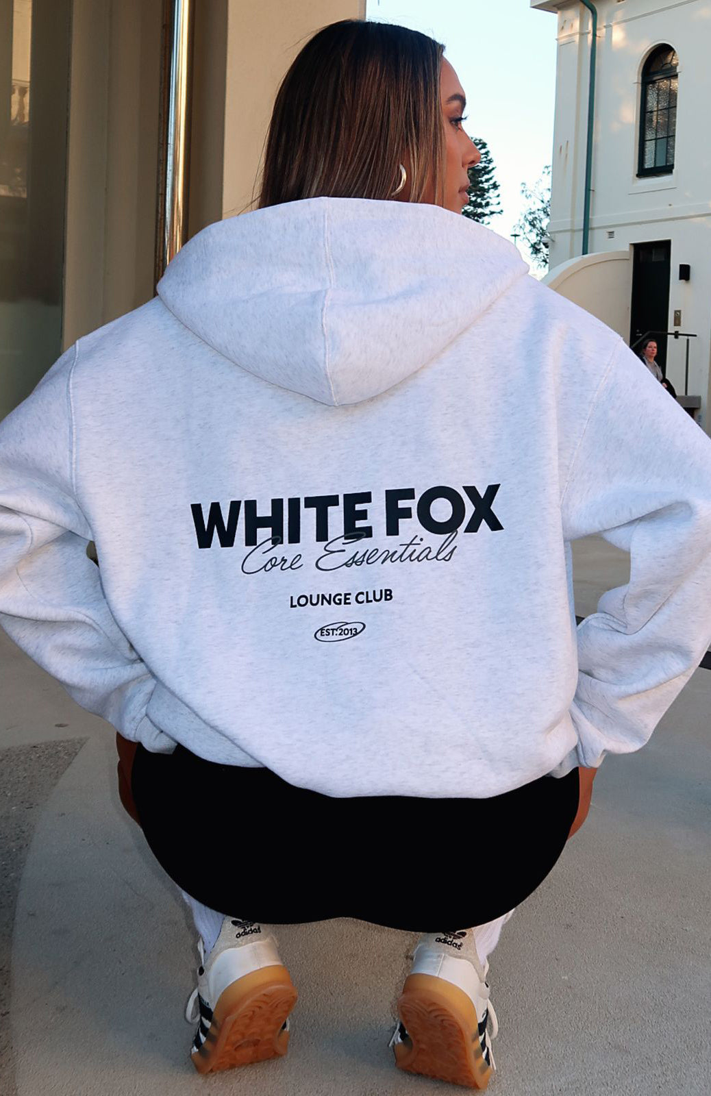 White Fox Core Essentials Zip Hoodie Grey Marle