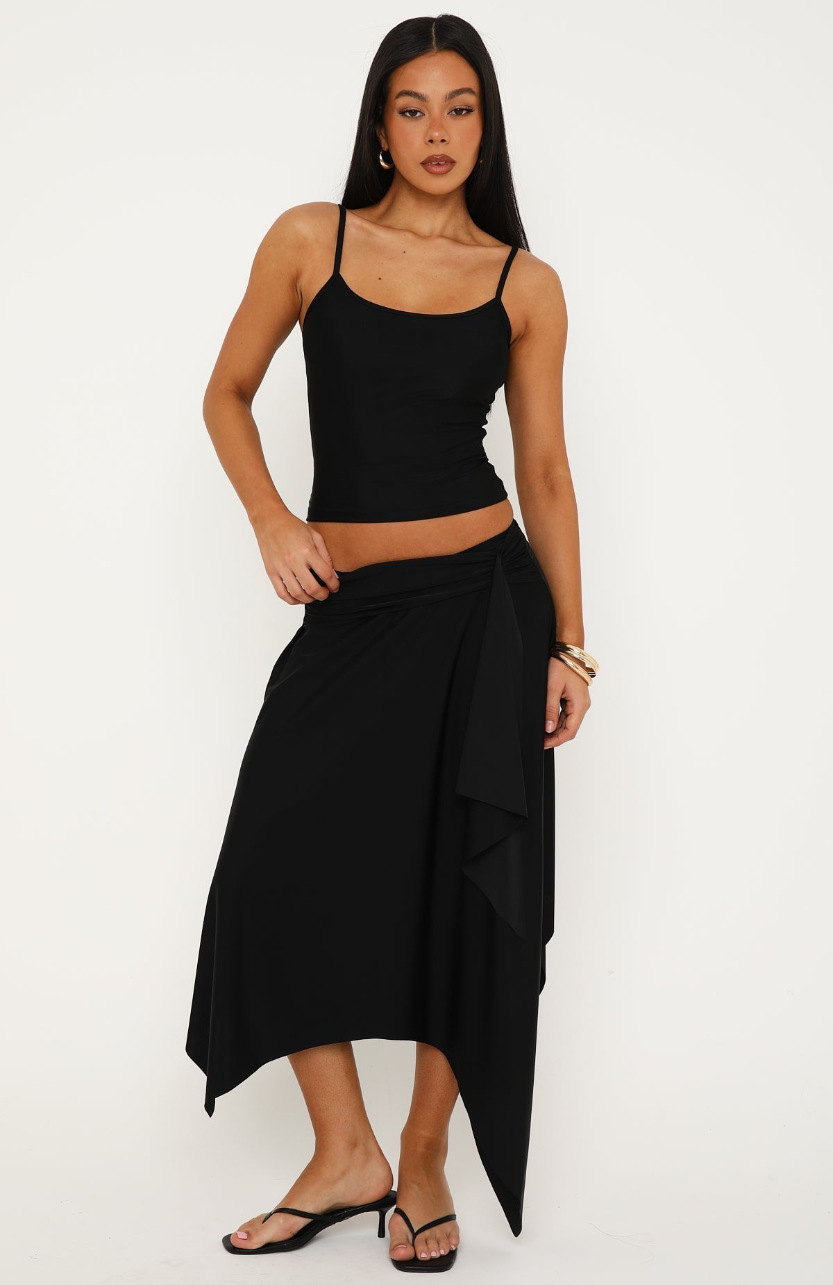 White Fox Free All Night Midi Skirt Black
