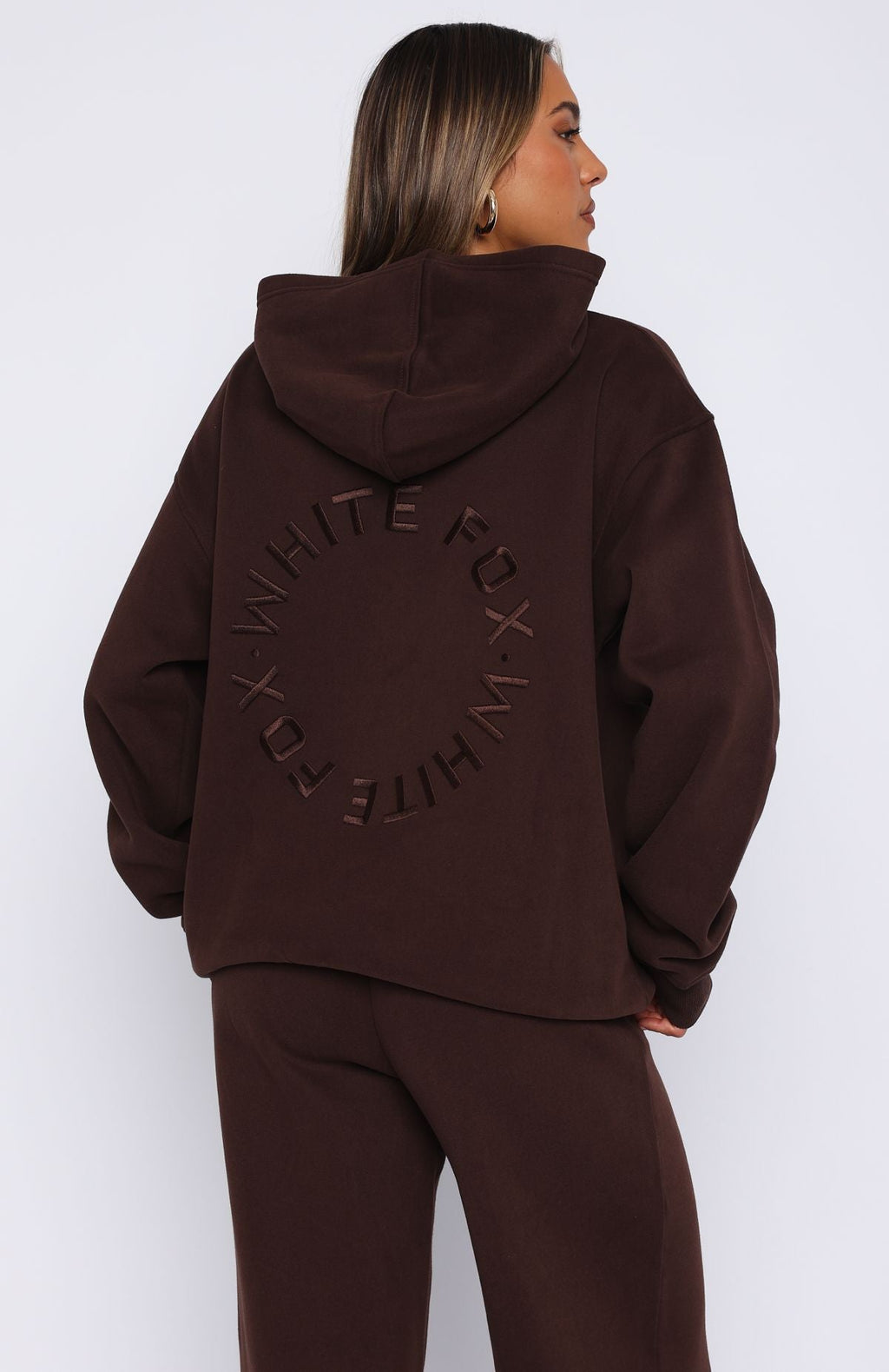 White Fox Stay Lifted Oversized Hoodie Bitter Chocolate