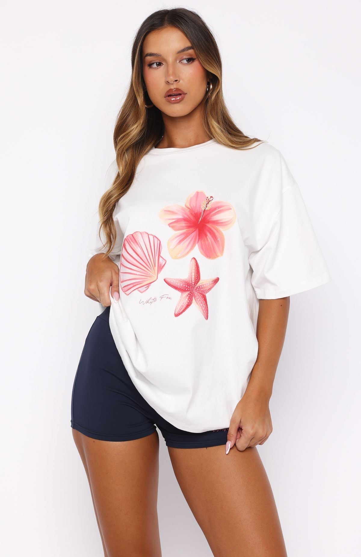 White Fox Treasured Memories Oversized Tee White