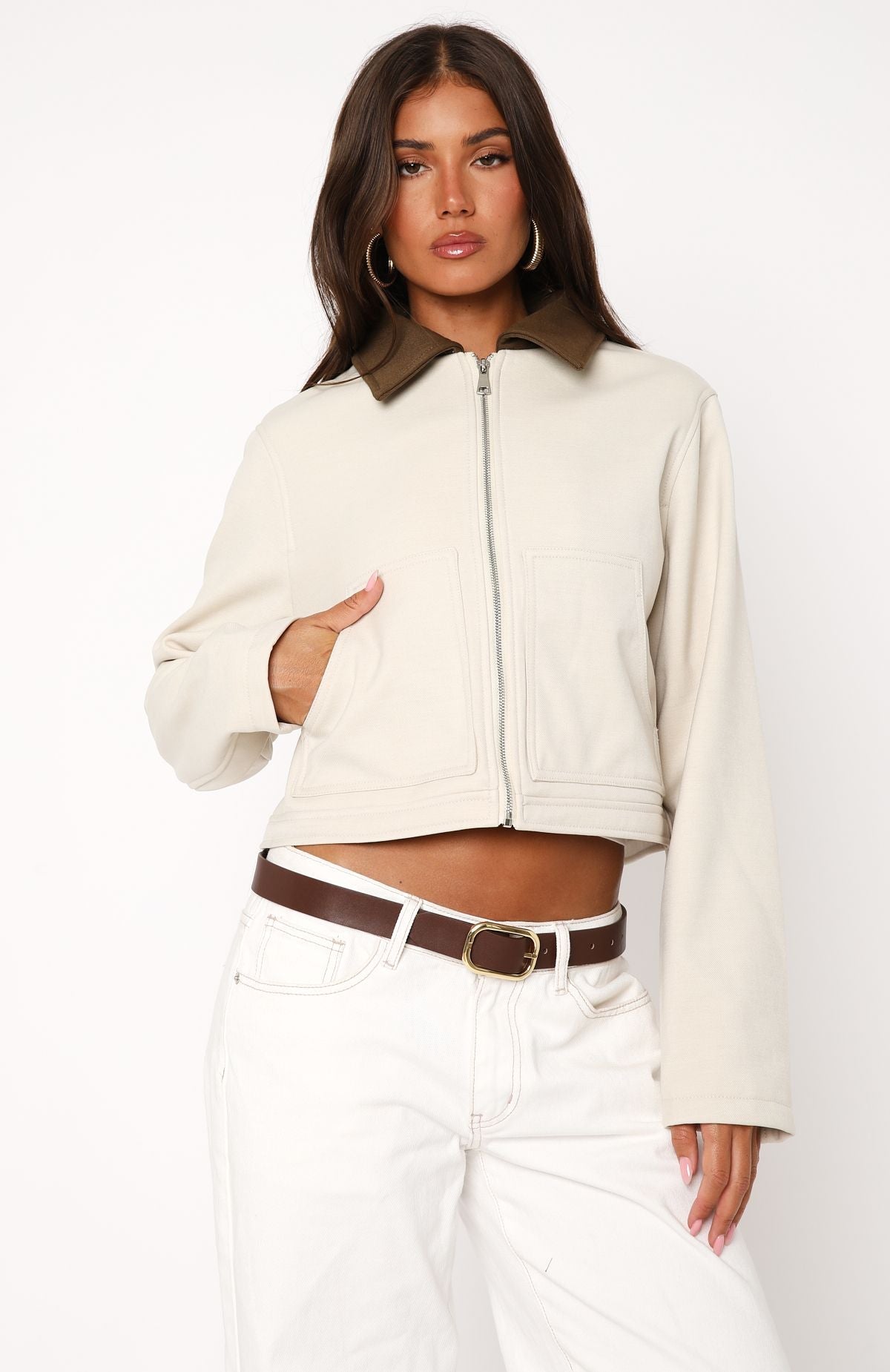 White Fox You Told Me Jacket Beige