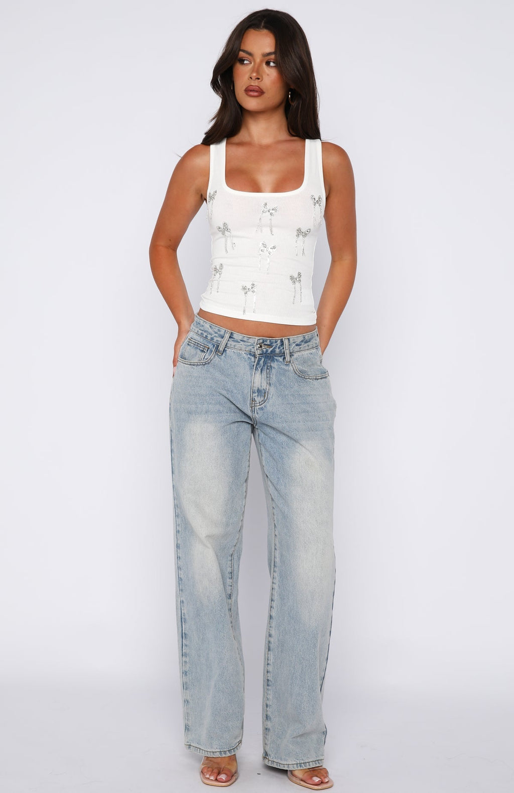 White Fox Sweet Angel Rib Tank White