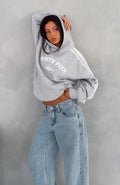 White Fox We're On A Roll Oversized Hoodie Dark Grey Marle