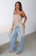 White Fox Sheer Intent Strapless Top Nude