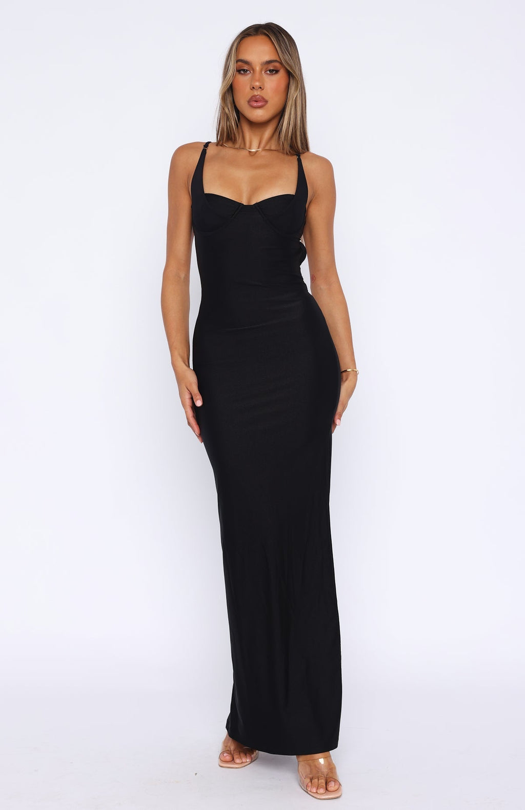 White Fox Shooting Star Maxi Dress Black