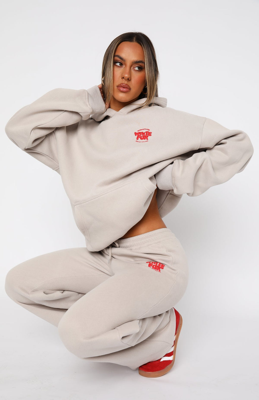 White Fox With Love For You Oversized Hoodie Moon