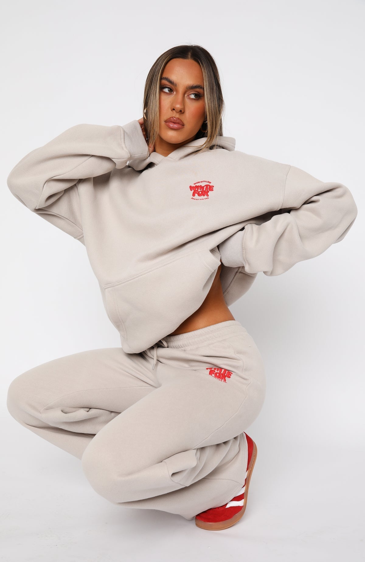 White Fox With Love For You Oversized Hoodie Moon