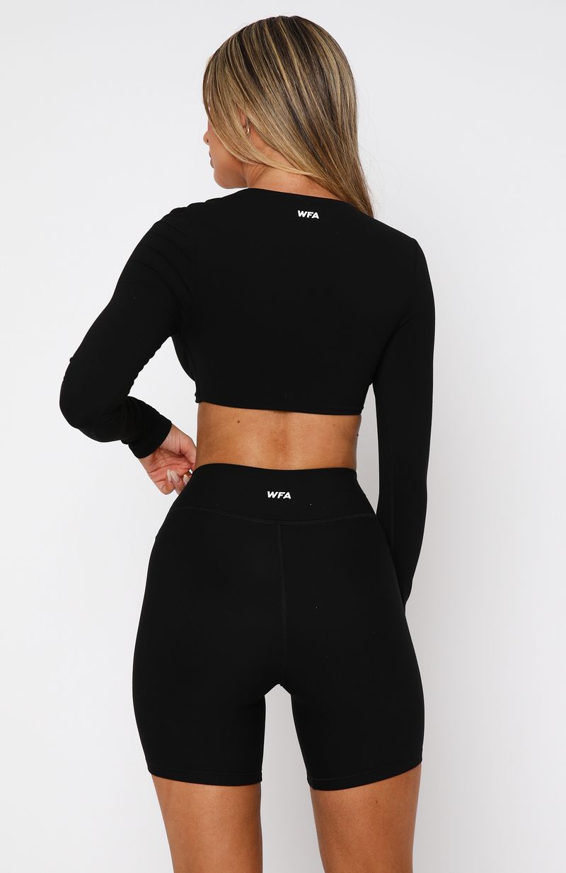 White Fox Over The Line Long Sleeve Crop Black