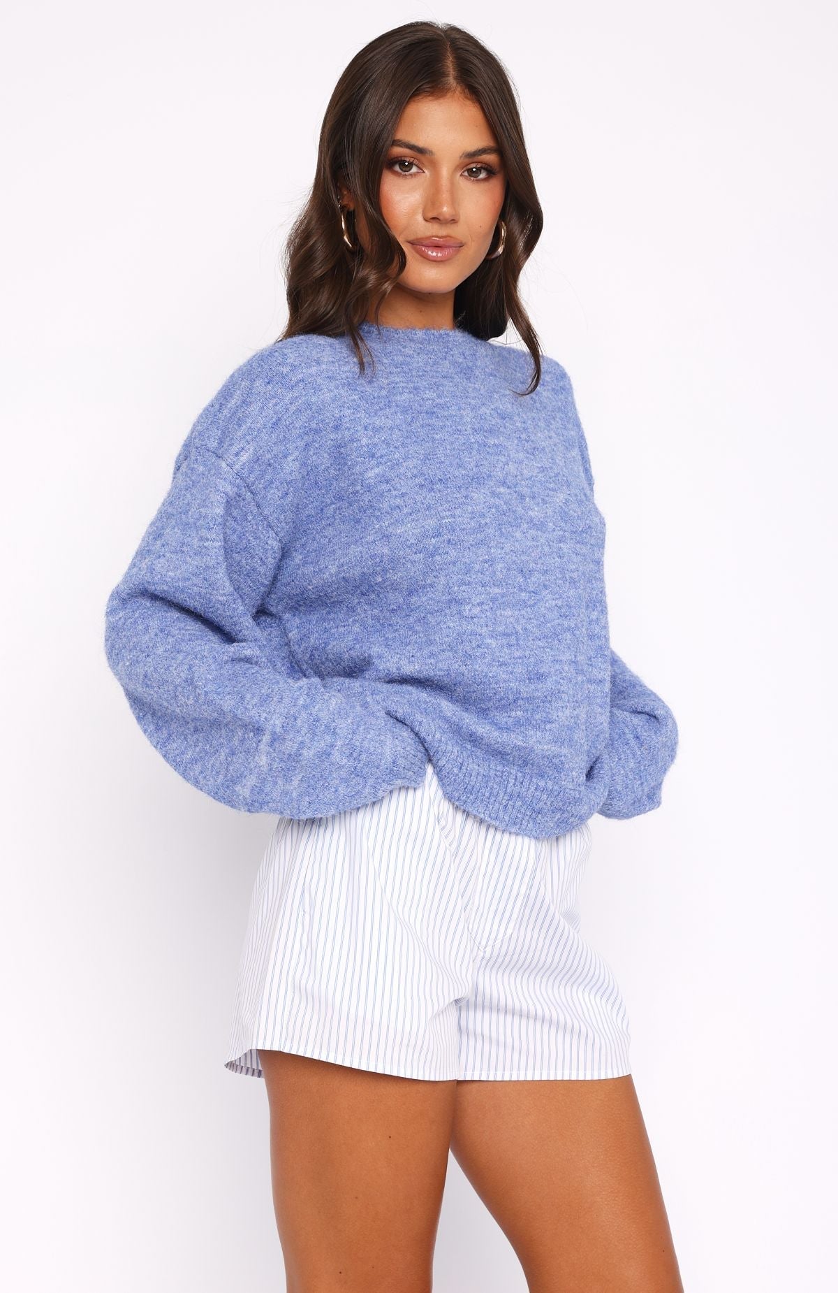 White Fox Warm Whispers Knit Sweater Cornflower Blue