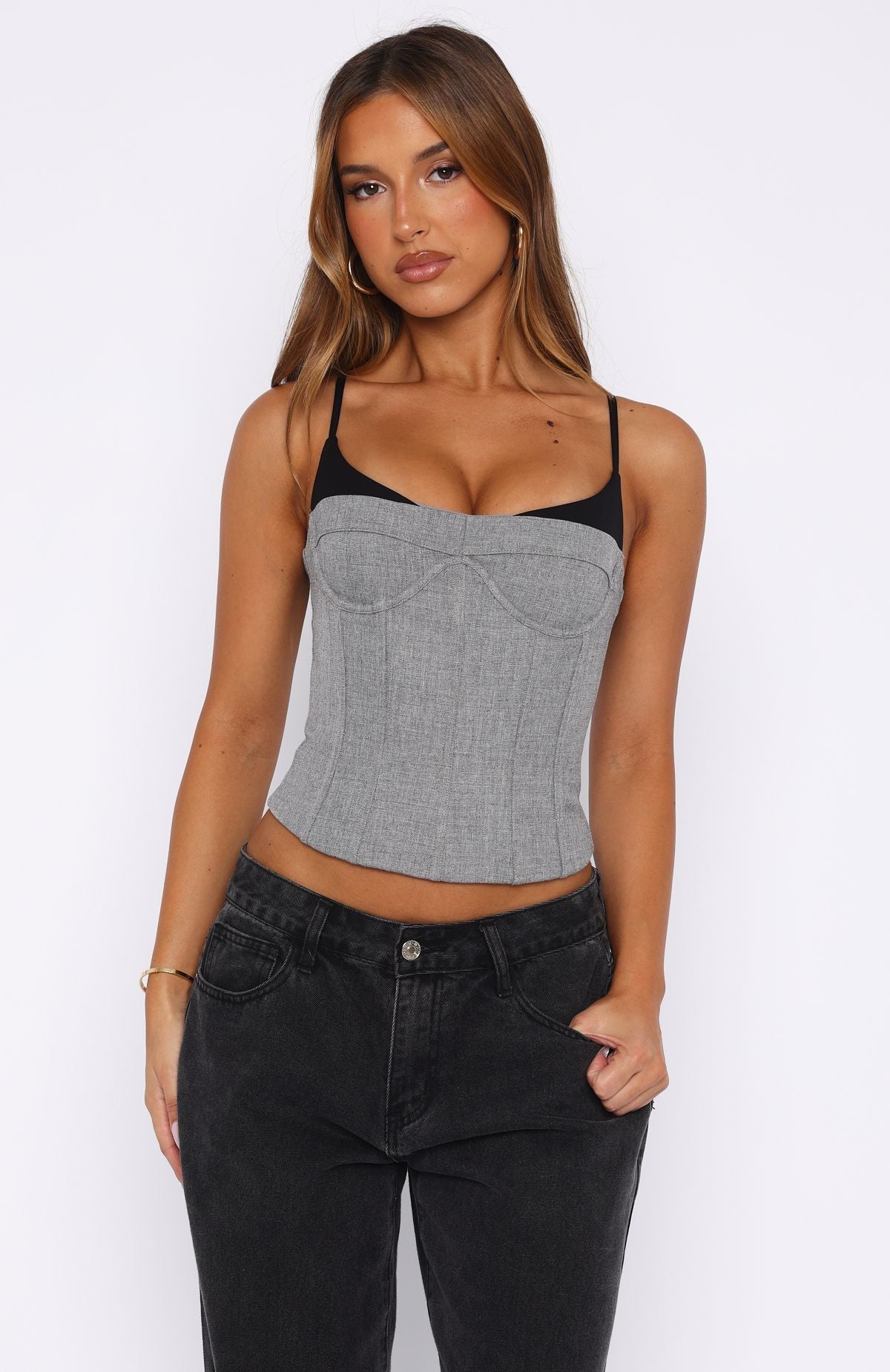 White Fox Atomic Heart Bustier Grey